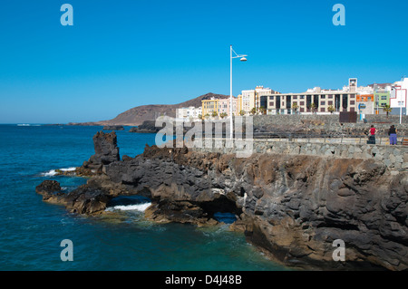 La Puntilla Gebiet La Isleta Versicherungsviertel im Hintergrund Las Palmas Stadt Gran Canaria Insel der Kanarischen Inseln-Spanien-Europa Stockfoto