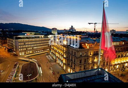 Zürich, Paradeplatz mit Credit Suisse und UBS Bank Stockfoto