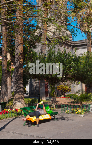 Platz Plaza De La Iglesia Stadt Puerto De La Cruz Teneriffa Insel der Kanarischen Inseln-Spanien-Europa Stockfoto