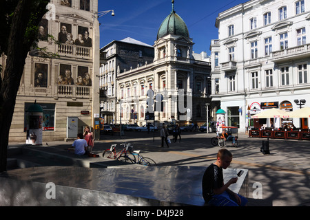 Lodz. Piotrkowska-Straße, der längsten Straße in Polen und eines der längsten in Europa. Stockfoto