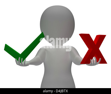 Ankreuzen und Kreuz Symbole Wahl oder Entscheidung Stockfoto