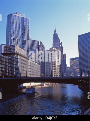 Der Main-Stamm des Chicago Rivers in Innenstadt, Chicago, Illinois, Vereinigte Staaten von Amerika Stockfoto