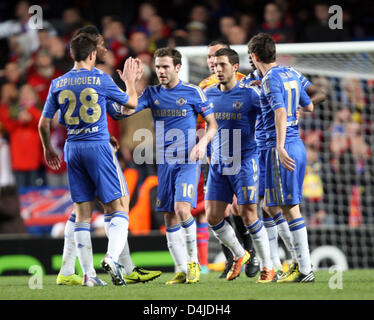 London, UK. 14. März 2013. Juan Mata von Chelsea feiert sein Tor in der Europa League-Spiel zwischen Chelsea und Steaua Bukarest von Stamford Bridge.  Bildnachweis: Aktion Plus Sportbilder / Alamy Live News Stockfoto