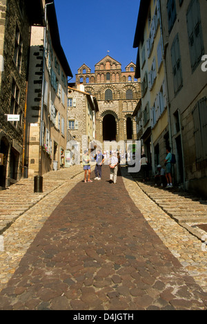 Le Puy En Velay, Abfahrt von Saint Jacques de Compostelle Weg, Kathedrale Notre-Dame, Haute Loire, Auvergne, Frankreich, Europa Stockfoto