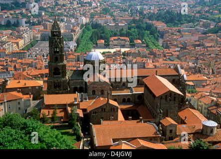 Le Puy En Velay / Le-Puy-En-Velay, und die Kathedrale Notre Dame und Altstadt, Haute Loire, Auvergne, Frankreich, Europa Stockfoto