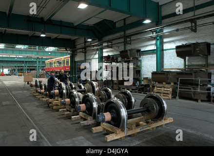 Berlin, Deutschland, in der Arbeit der neue Radsätze Berliner S-Bahn Stockfoto