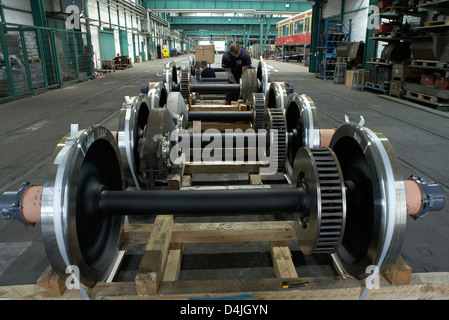 Berlin, Deutschland, in der Arbeit der neue Radsätze Berliner S-Bahn Stockfoto