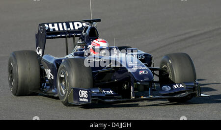 Japanische Formel Eins Fahrer Kazuki Nakajima Williams F1 während Testfahrten in Jerez De La Frontera, Spanien, 11. Februar 2009 abgebildet. Foto: Felix Heyder Stockfoto