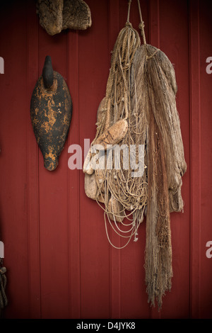 Angeln net hängen aus der Wand Stockfoto