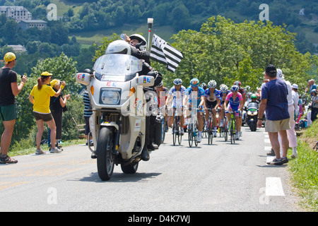 Tour de France Spitzengruppe am Col du Soulor, 2010 Stockfoto