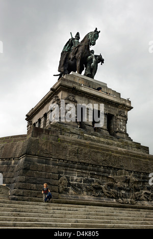 Koblenz, Deutschland, das Kaiser Wilhelm i.-Denkmal am Deutschen Eck Stockfoto