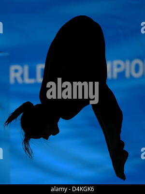 Italienische Tania Cagnotto in Aktion während des 3m Sprungbrett Finales bei der FINA-schwimmen-Weltmeisterschaften in Rom, Italien, 21. Juli 2009 gesehen. Foto: MARCUS BRANDT Stockfoto