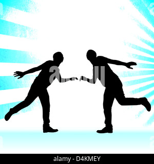 Konzept mit Silhouette Menschen kooperieren Stockfoto