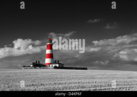 Selektiv farbig schwarz / weißes Bild Happisburgh Leuchtturm an der Küste von Norfolk Stockfoto