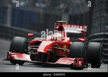 Finnischer Formel1-Fahrer Kimi Räikkönen der Scuderia Ferrari im Qualifying in Monte Carlo, Monaco, 23. Mai 2009. Schaltfläche "nimmt Pole-Position für den Formel 1 Grand Prix von Monaco 24. Mai 2009. Foto: Frank Mai Stockfoto