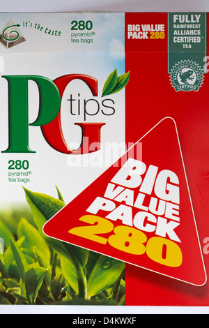 Schachtel mit großen Value Pack 280 PG Tips 280 Pyramid Teebeutel Stockfoto