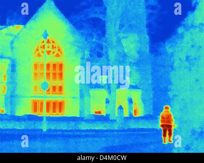 Wärmebild von Mensch und Kathedrale Stockfoto