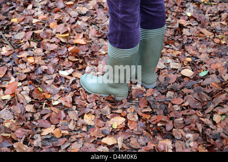 Gummistiefel im Herbst Stockfoto