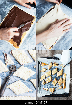 Collage aus Schokolade Sandwich-Plätzchen Stockfoto