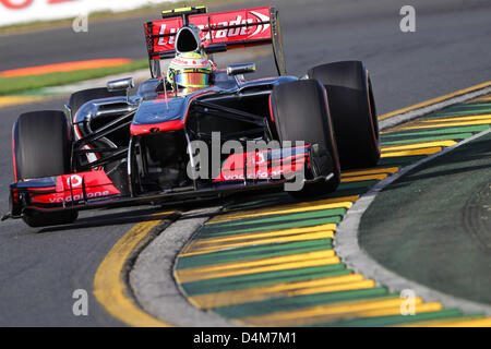 Melbourne, Australien. 15. März 2013.  Sergio Perez (MEX), Vodafone McLaren Mercedes - Formel 1-Weltmeisterschaft 2013 - Runde 01 im Melbourne Albertpark in Melbourne, Australien. Bildnachweis: Action Plus Sport Bilder/Alamy Live News Stockfoto