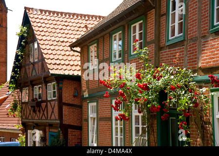 Lauenburg, Deutschland, Mietshäuser in der alten Stadt Lauenburg Stockfoto