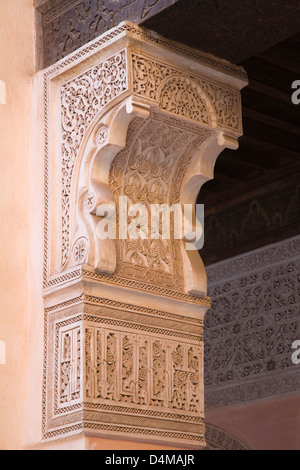 Afrika, Marokko, Marrakesch, Madrasa Ali Ben Youssef, detail Stockfoto