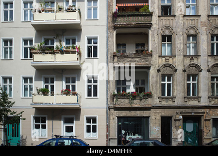 Berlin, Deutschland, Häuser in der Gaudystrasse in Prenzlauer Berg Stockfoto