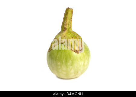 Grüne Mini Auberginen auf weißem Hintergrund Stockfoto