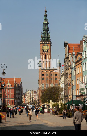 Danzig, Polen, das Rechtstaedtische Rathaus in Long Street und langer Markt Stockfoto