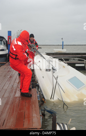 Whiskey Island Marina - Hurrikan Sandy Stockfoto