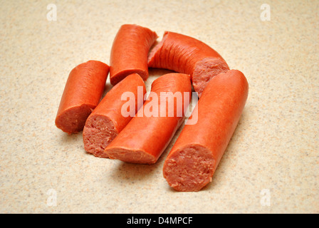 Kielbasa zerschnitten Stockfoto