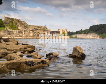 Castillo de San Felipe und La Palma in der Mündung von Ferrol, Galicien (Spanien) Stockfoto