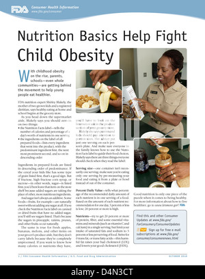 Grundlagen der Ernährung Bekämpfung von Fettleibigkeit bei Kindern Stockfoto