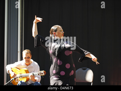 Flamenco-Tänzerin und Gitarrist Stockfoto