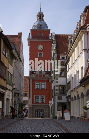 Ansicht von Gotha mit dem historischen Rathausturm, Gotha, Thüringen, Deutschland, Europa Stockfoto