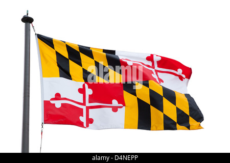 Maryland, Vereinigte Staaten, mit Wappen Cecilius Calvert, 2nd Baron Baltimore Flaggenstaat nur Flagge basierend auf englische Heraldik Stockfoto