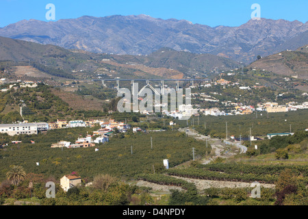 Ein Tal mit Obstbäumen in Almuñécar, Spanien Stockfoto