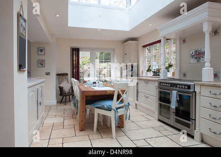 Gemütliche Innenräume im Wye Valley Lodge, ein großes Haus für Familie und Gruppe-Ferienwohnung im Wye Valley, Gloucestershire. Stockfoto