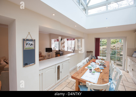 Gemütliche Innenräume im Wye Valley Lodge, ein großes Haus für Familie und Gruppe-Ferienwohnung im Wye Valley, Gloucestershire. Stockfoto