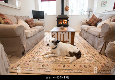 Gemütliche Innenräume im Wye Valley Lodge, ein großes Haus für Familie und Gruppe-Ferienwohnung im Wye Valley, Gloucestershire. Stockfoto