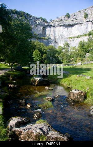 Malham Cove und Malham Beck, Yorkshire Dales National Park, England Stockfoto
