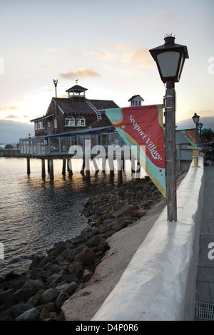 Sonnenuntergang am Seaport Village, San Diego, Kalifornien, USA Stockfoto