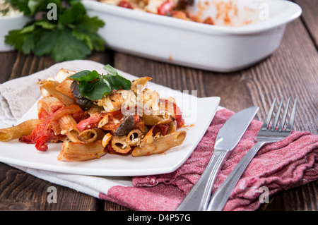 Frisch gemachte vegetarische Pasta Backen Stockfoto