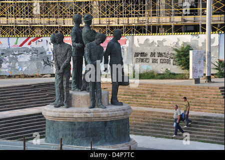 Moderne Skulptur in Plostad Makedonija Quadrat, Skopje, Mazedonien Stockfoto