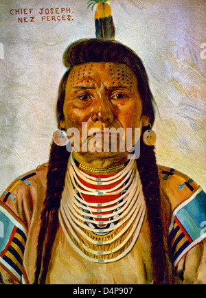 Chief Joseph, Nez Percé Chef, Kopf und Schultern Porträt, nach vorne, ca. 1899 Stockfoto