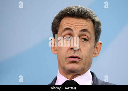 Erklären Sie Berlin, Deutschland, Nicolas Sarkozy, Präsident der französischen Republik Stockfoto