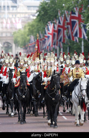 Atmosphäre während der Trooping The Colour Zeremonie der Queen Elizabeth II? s Geburtstag bei der Horse Guards Parade in London, Vereinigtes Königreich, 13. Juni 2009. Tausende von Menschen haben aufgedreht, um die Parade aus dem 17. Jahrhundert. Foto: Albert Nieboer (Niederlande) Stockfoto