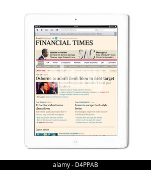 Lesen Sie die Online-Ausgabe der Financial Times Zeitung auf eine 4. Generation iPad, UK Stockfoto