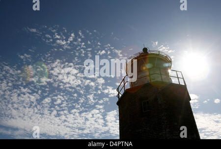 Quermarkenfeuer Leuchtturm in der Nähe von Kampen auf Nordsee Insel Sylt, Deutschland, 1. September 2009. Die folgenden Tagestemperaturen erreichen maximal 19 Grad Celsius mit bedecktem Himmel. Die Nacht wird meist regnerisch sein. Foto: Angelika Warmuth Stockfoto