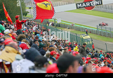 Zuschauer verfolgen das dritte Training für den Grand Prix von Belgien auf der Rennstrecke von Spa-Francorchamps in der Nähe von Spa, Belgien, 29. August 2009. Den Grand Prix von Belgien wird am Sonntag, 30. August 2009 stattfinden. Foto: JAN WOITAS Stockfoto